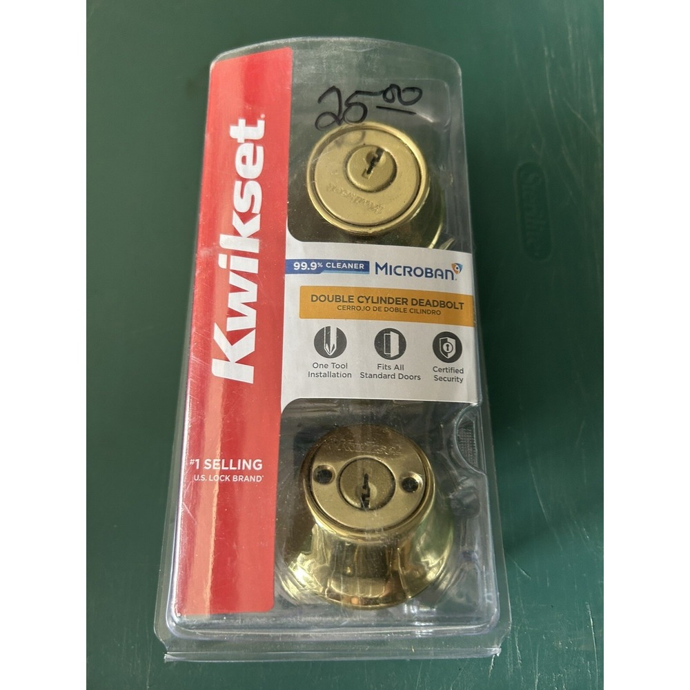 Kwikset 96650-494 Polished Brass Finish  Single Cylinder Deadbolt  Lock